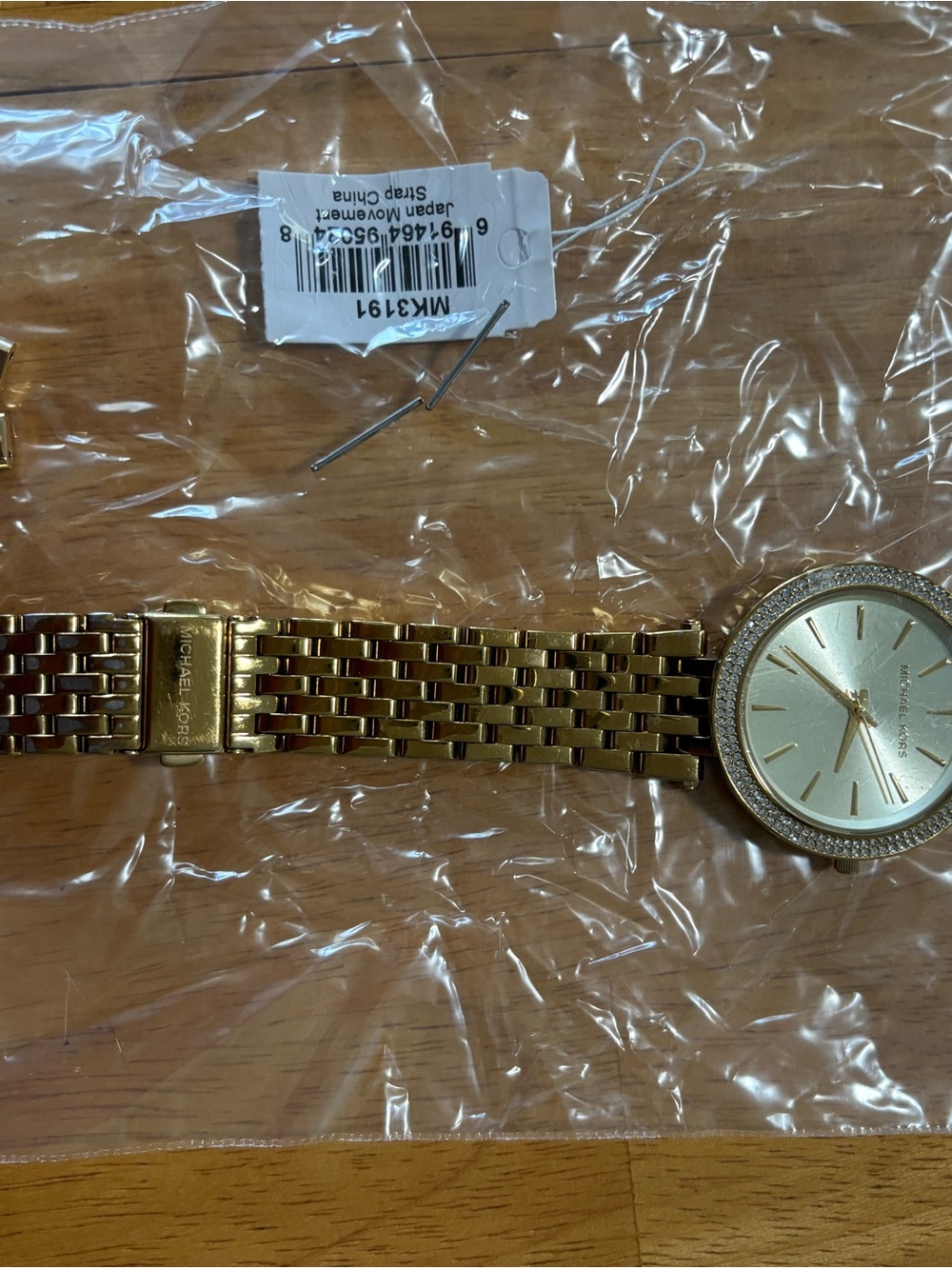 Michael Kors Gold Crystal-Trim Link Bracelet Watch